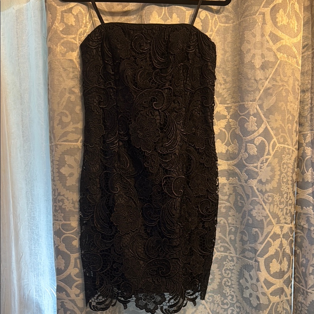 Papell Boutique Strapless Black Lace Dress